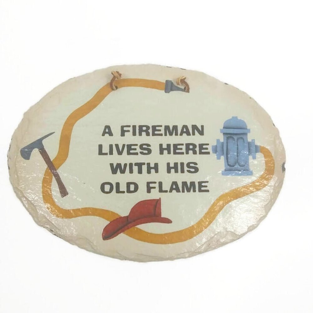 Firemand Theme Oval Slate Plaque